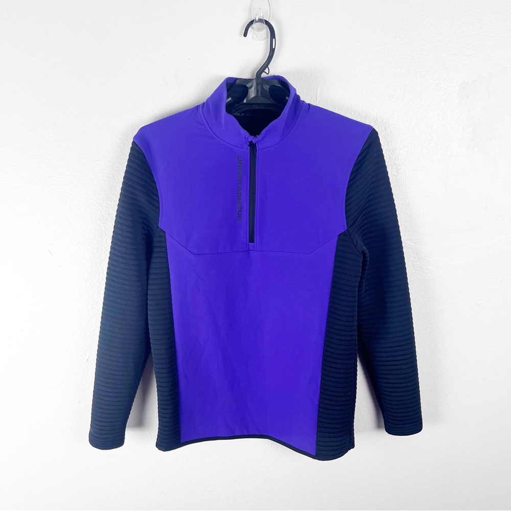 UNDER ARMOUR Purple Black Storm Evolution Daytona Half Zip Golf Pullover Small